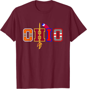 Ohio Gifts and Apparel - DressedForDuty Ohio Apparel -Adults, Kids Black Short Sleeve Modern Classic T-Shirt - T-Shirt | Maroon