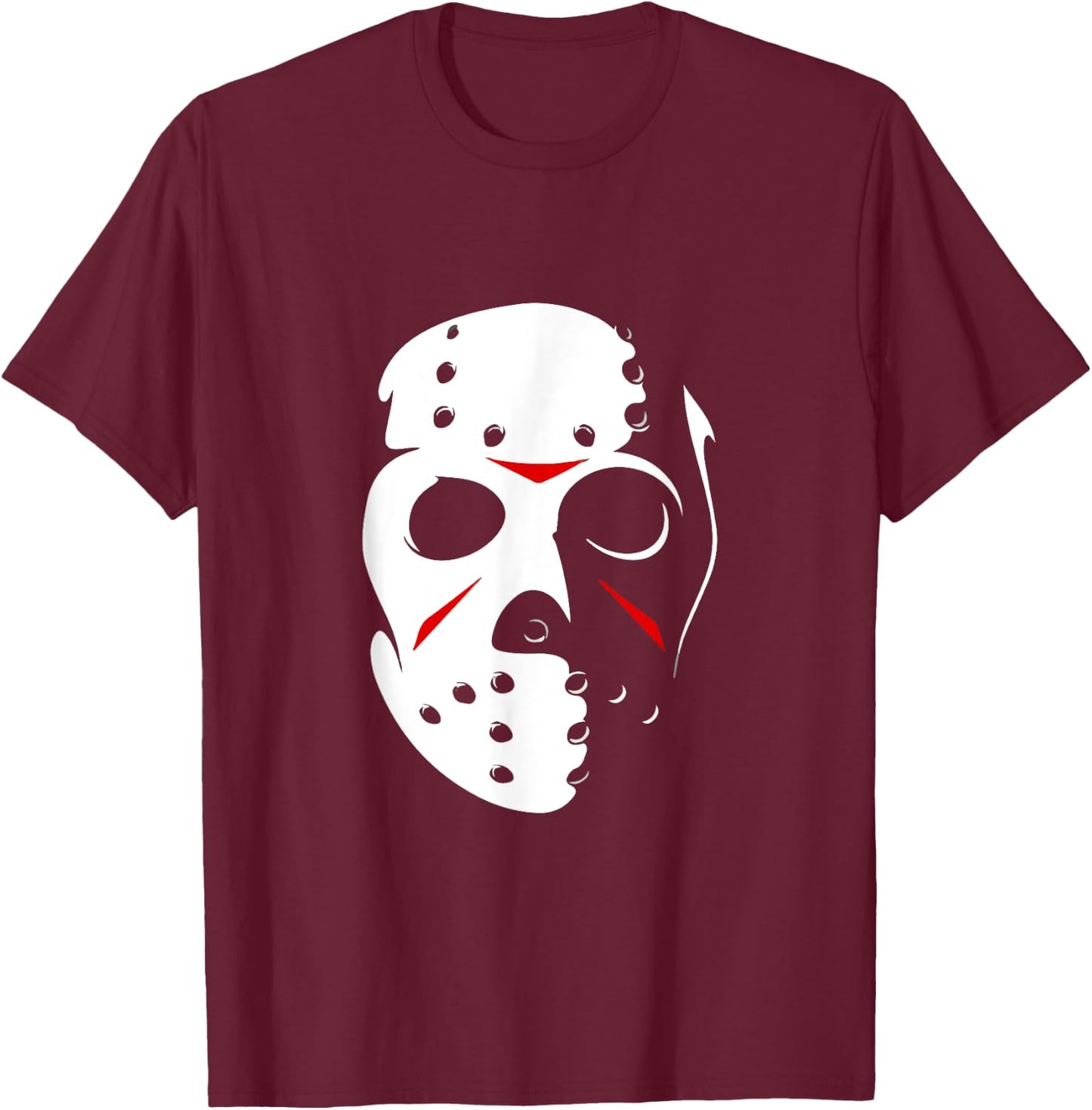 Jason Hockey Mask Halloween Shirt Friday 13TH T-Shirt - T-Shirt | Maroon