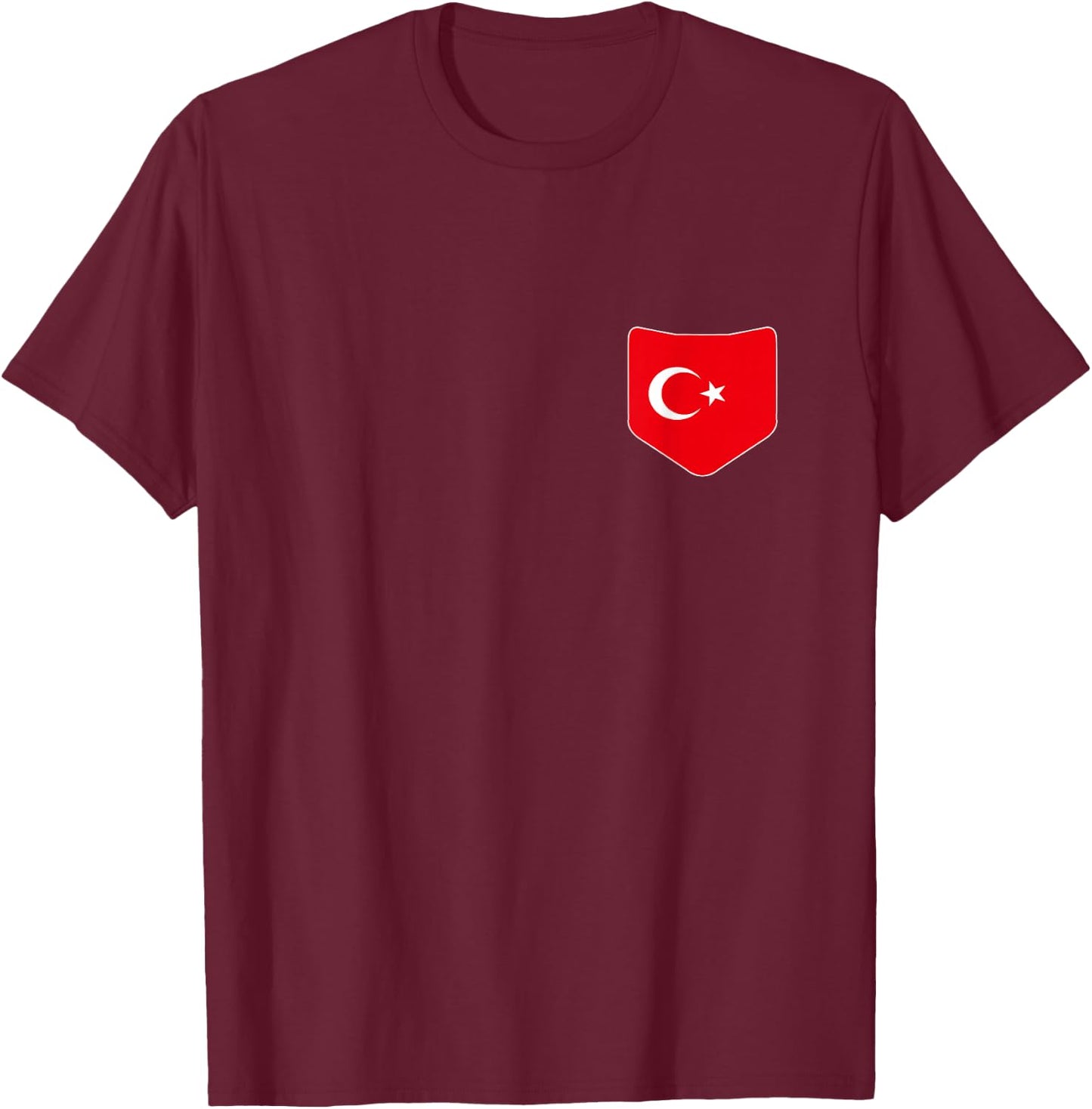 Turkey Flag with Printed Turkish Flag Pocket T-Shirt - T-Shirt | Maroon