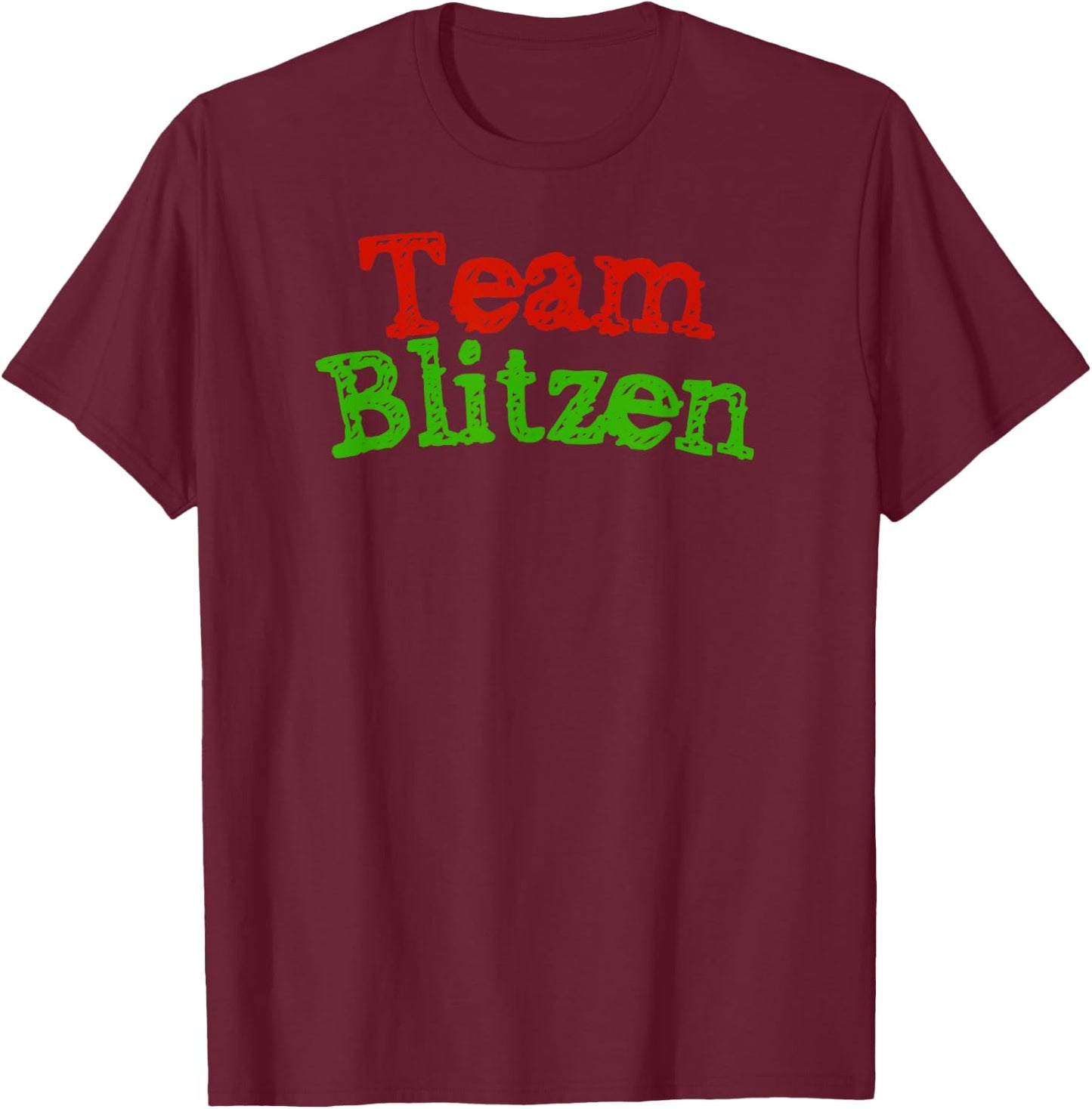 Team Blitzen Funny Reindeer Graphic Gift T-Shirt - T-Shirt | Maroon