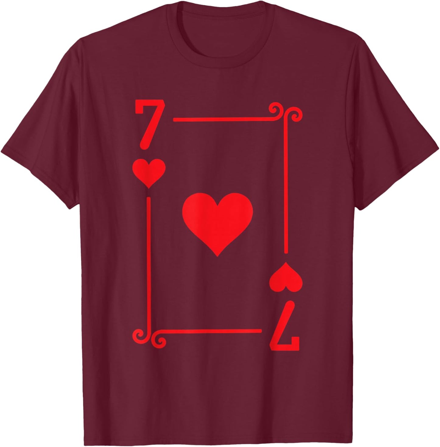 Playing Cards Costume - 7 Hearts Card - Seven Card T-Shirt - T-Shirt | Maroon