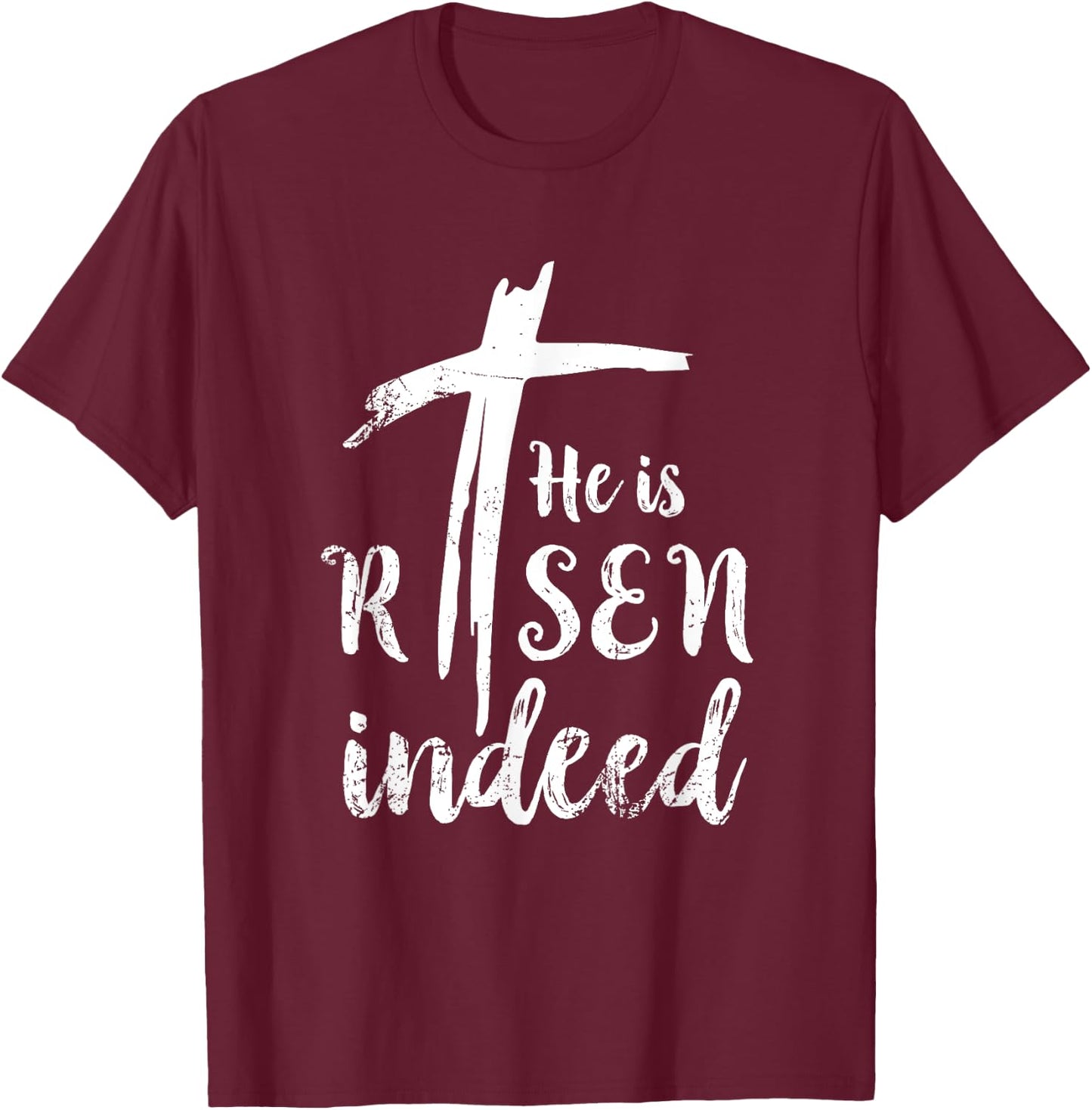 He is Risen Hallelujah Easter Religious Christian Idea T-Shirt - T-Shirt | Maroon