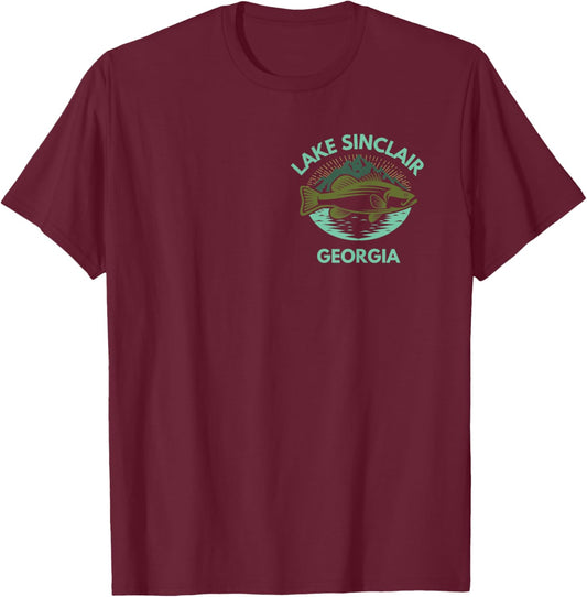 Lake SINCLAIR Georgia Trip Family Love Fishing Lake Camping T-Shirt - T-Shirt | Maroon