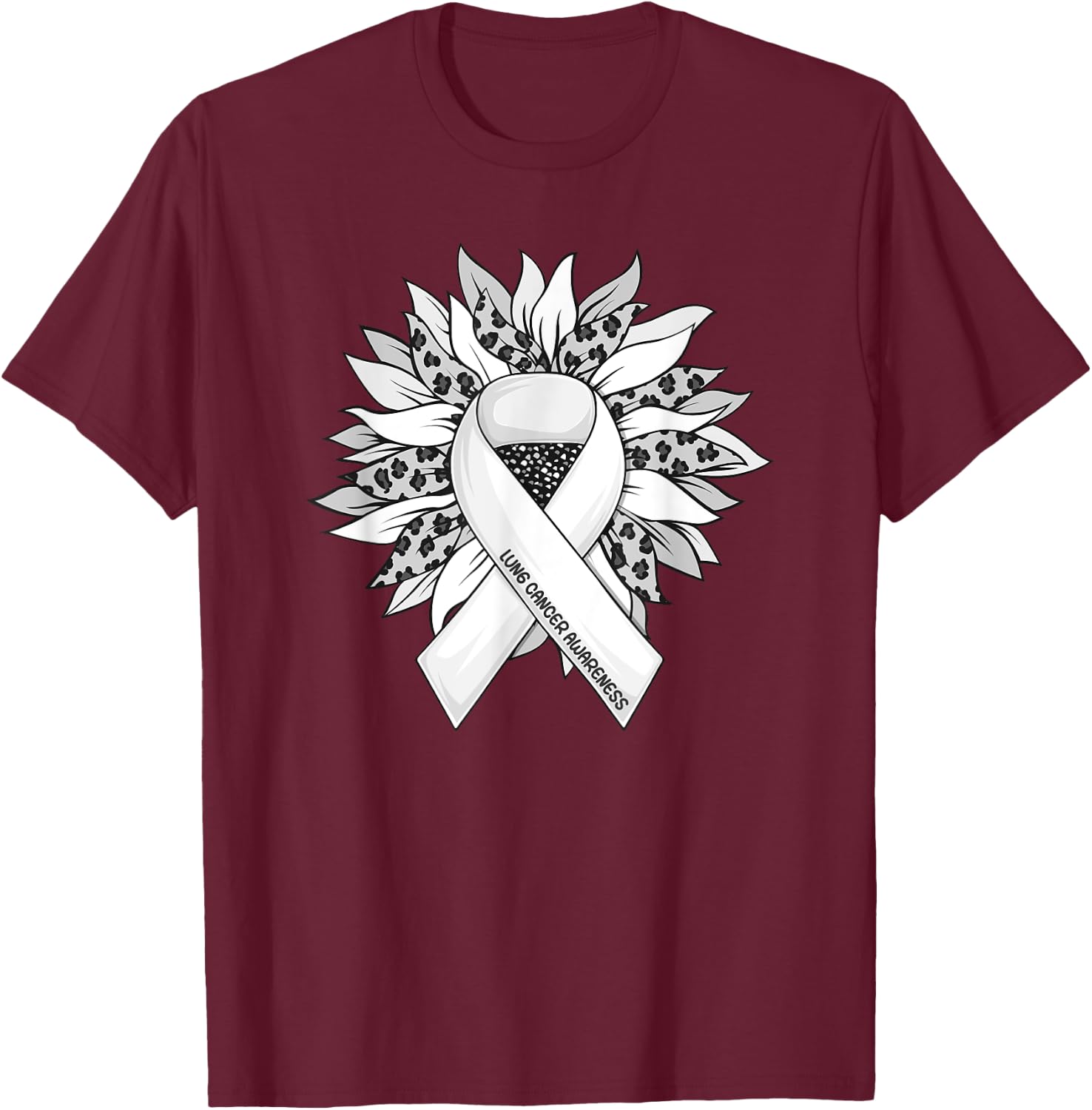 Lung Cancer Shirts Sunflower Lung Cancer Awareness T-Shirt - T-Shirt | Maroon