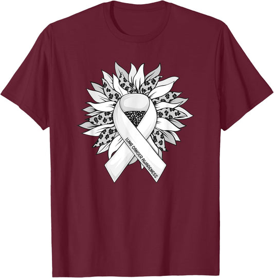 Lung Cancer Shirts Sunflower Lung Cancer Awareness T-Shirt - T-Shirt | Maroon