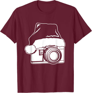 Xmas Santa Hat Camera Christmas Photographer Photography T-Shirt - T-Shirt | Maroon