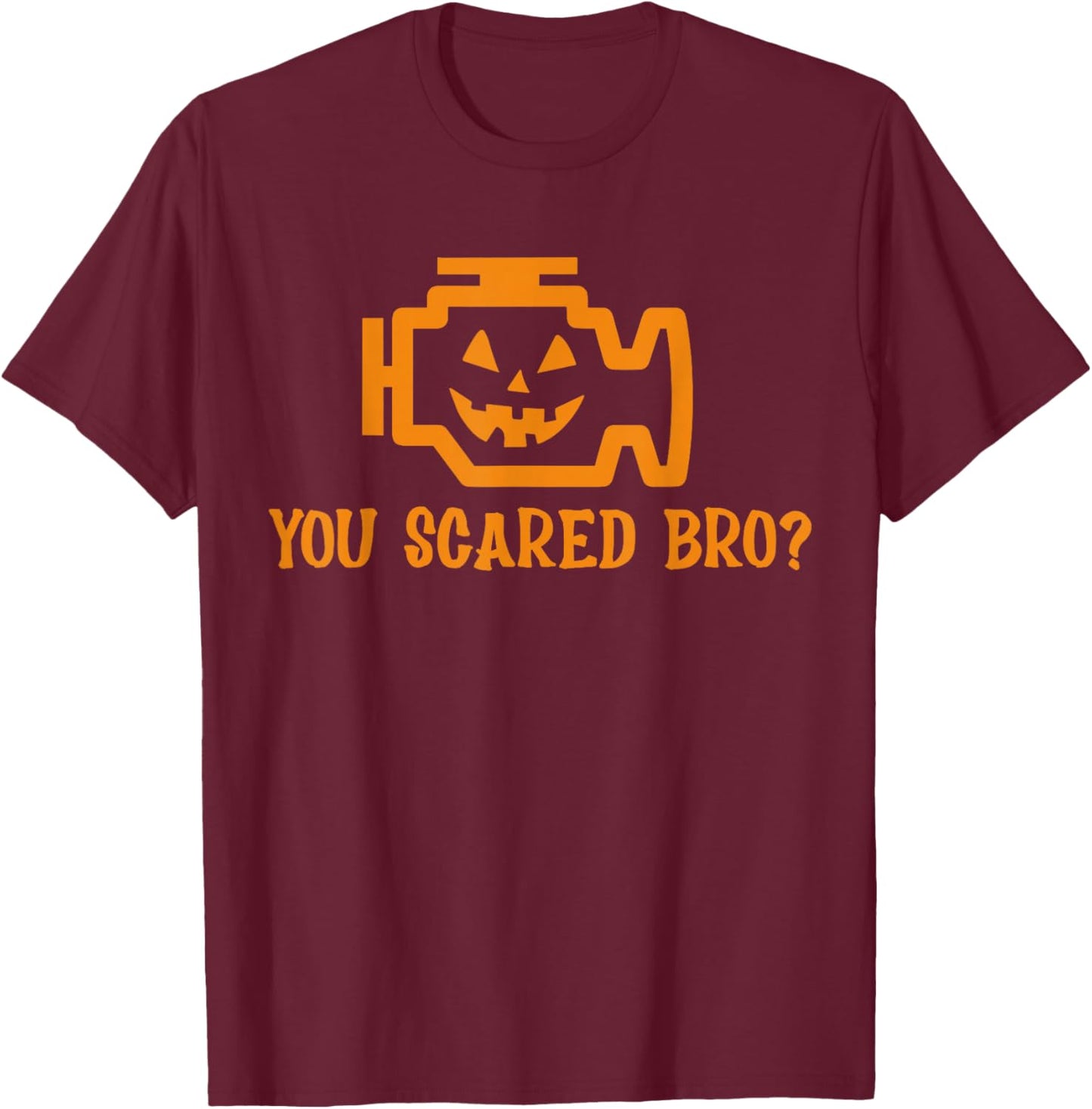Halloween Car Mechanic Funny Joke Check Engine T-Shirt - T-Shirt | Maroon