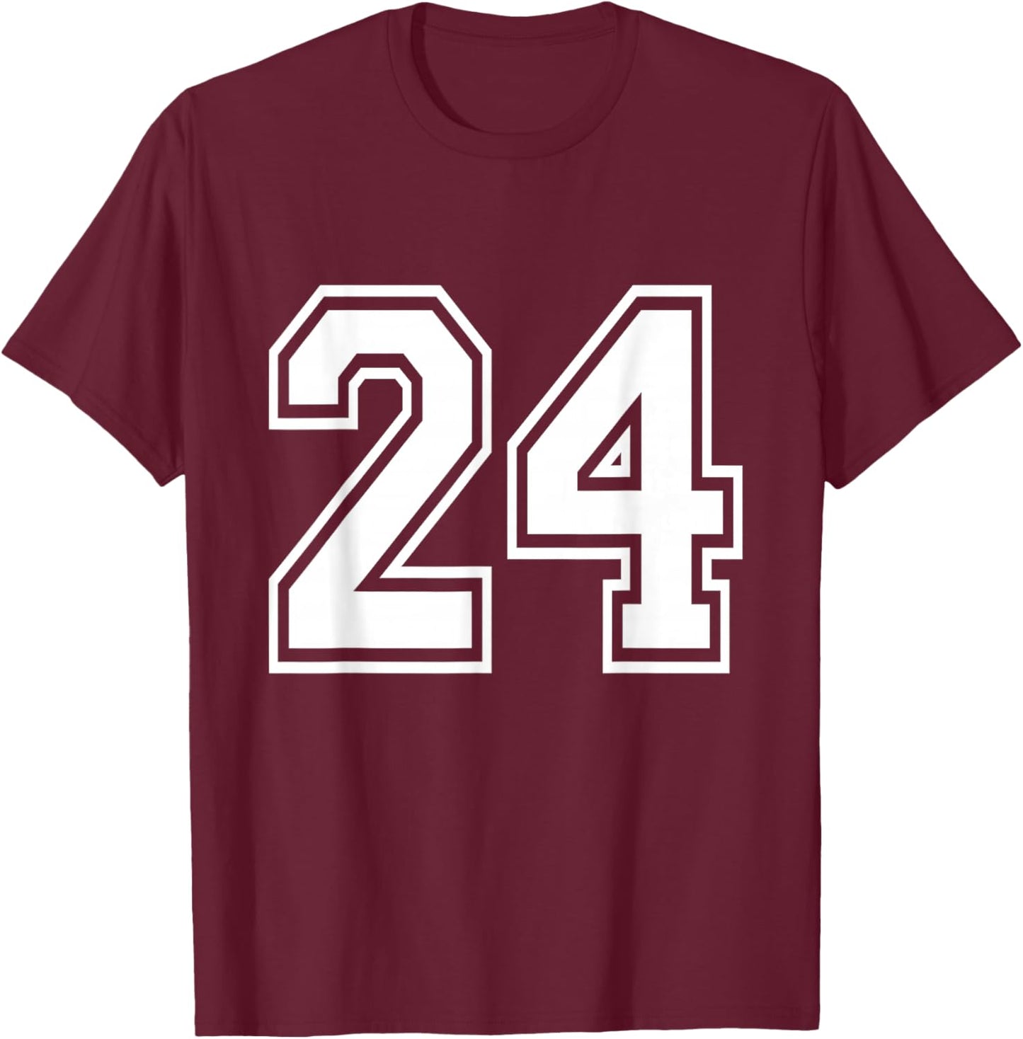 Number 24 Varsity Sports Team Jersey 24th Birthday 24 Years T-Shirt - T-Shirt | Maroon