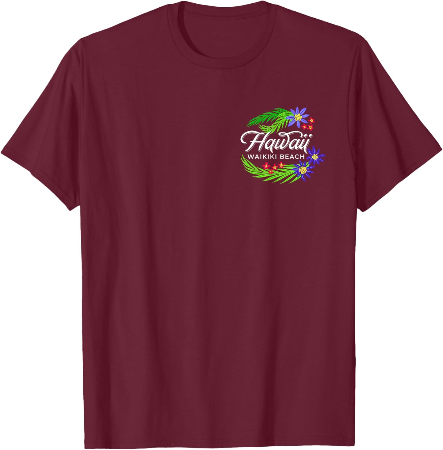 Hawaii Waikiki Beach T-Shirt - T-Shirt | Maroon