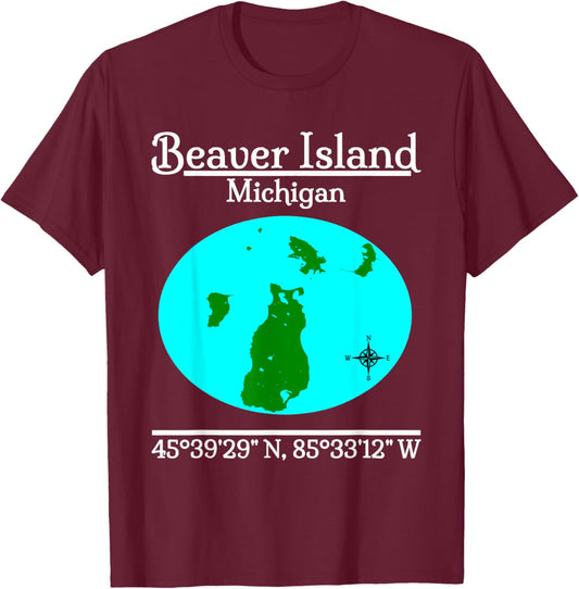 Beaver Island - Michigan T-Shirt - T-Shirt | Maroon