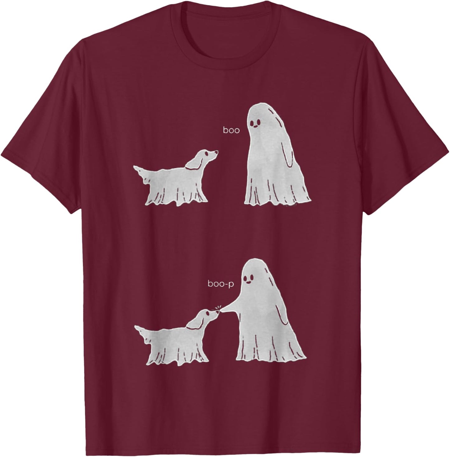 Boo Boo-p Ghost Dog Halloween T-Shirt - T-Shirt | Maroon