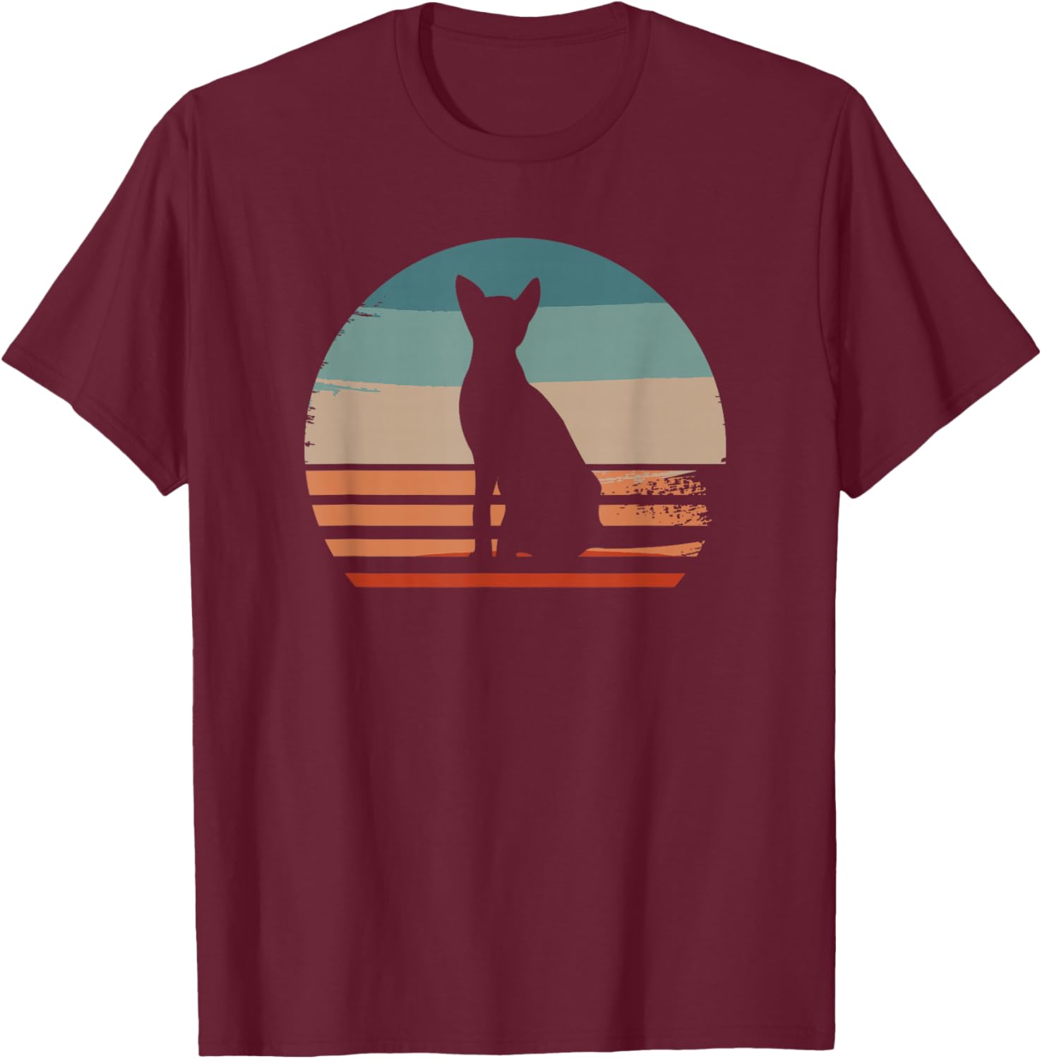 Vintage Retro Oriental Shorthair Cat Lover T-Shirt - T-Shirt | Maroon
