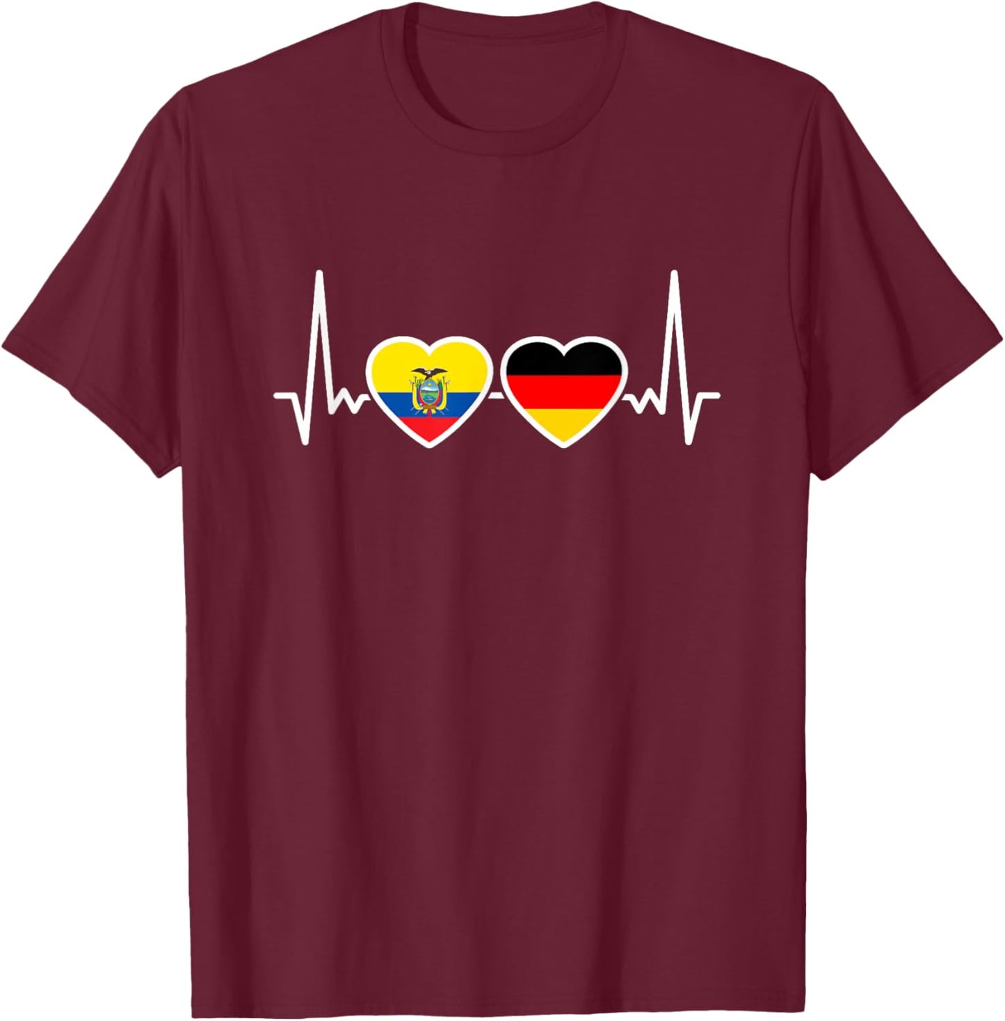 Ecuador Deutschland Herzschlag Flagge Ecuadorianer T-Shirt - T-Shirt | Maroon