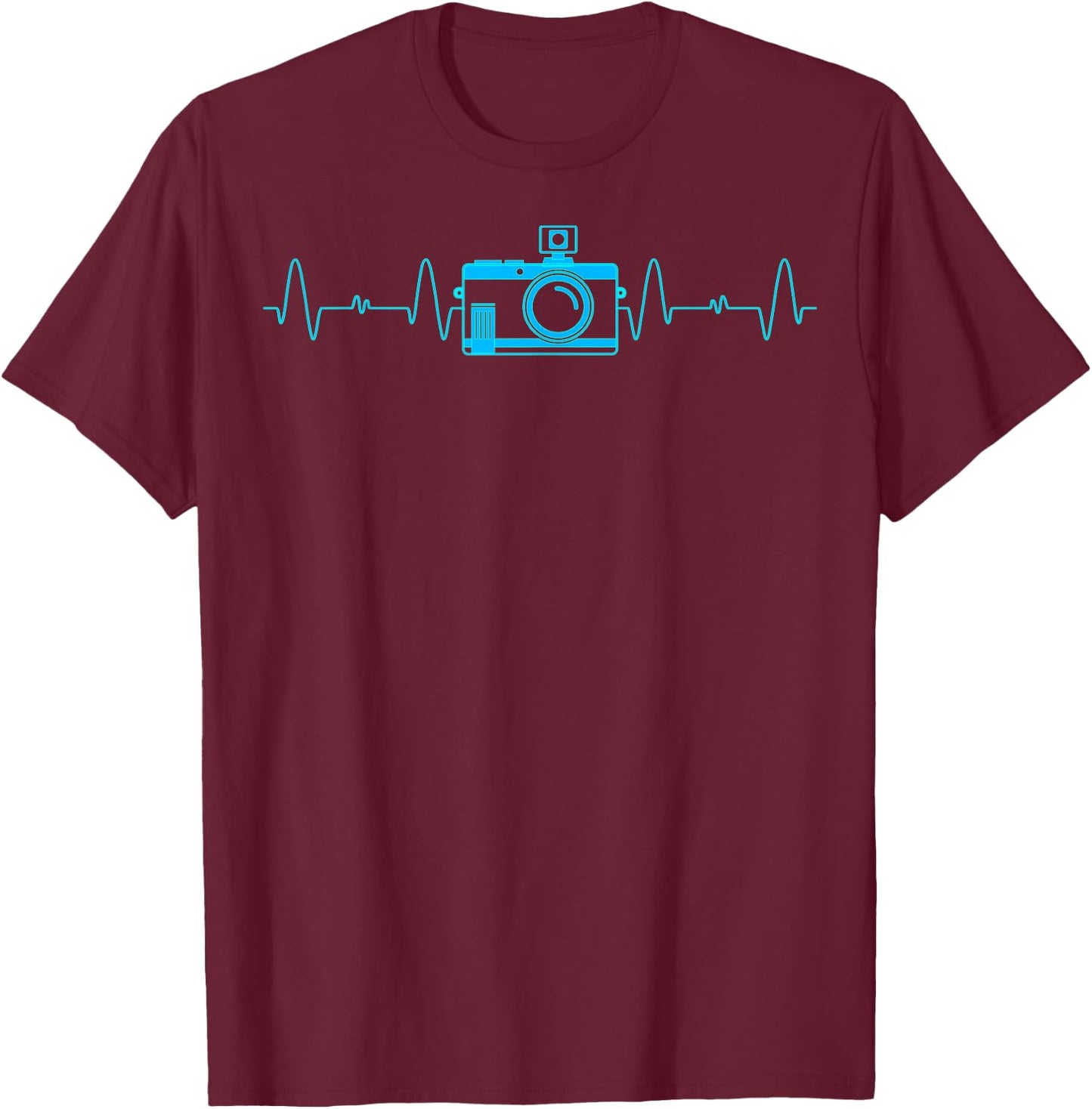 Photographers Heartbeat Camera Lovers T Shirt T-Shirt - T-Shirt | Maroon