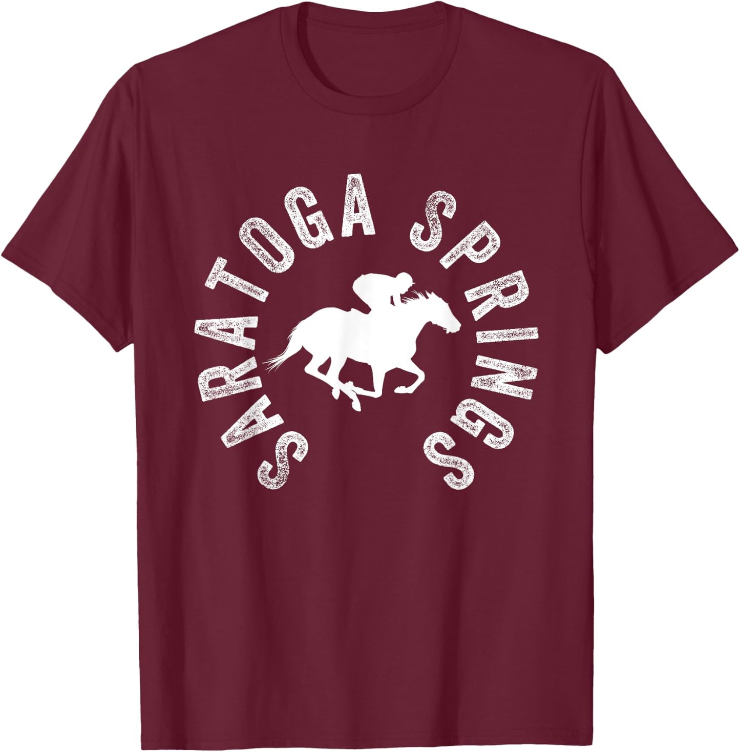 Saratoga Springs New York Horse Racing Jockey T-Shirt - T-Shirt | Maroon