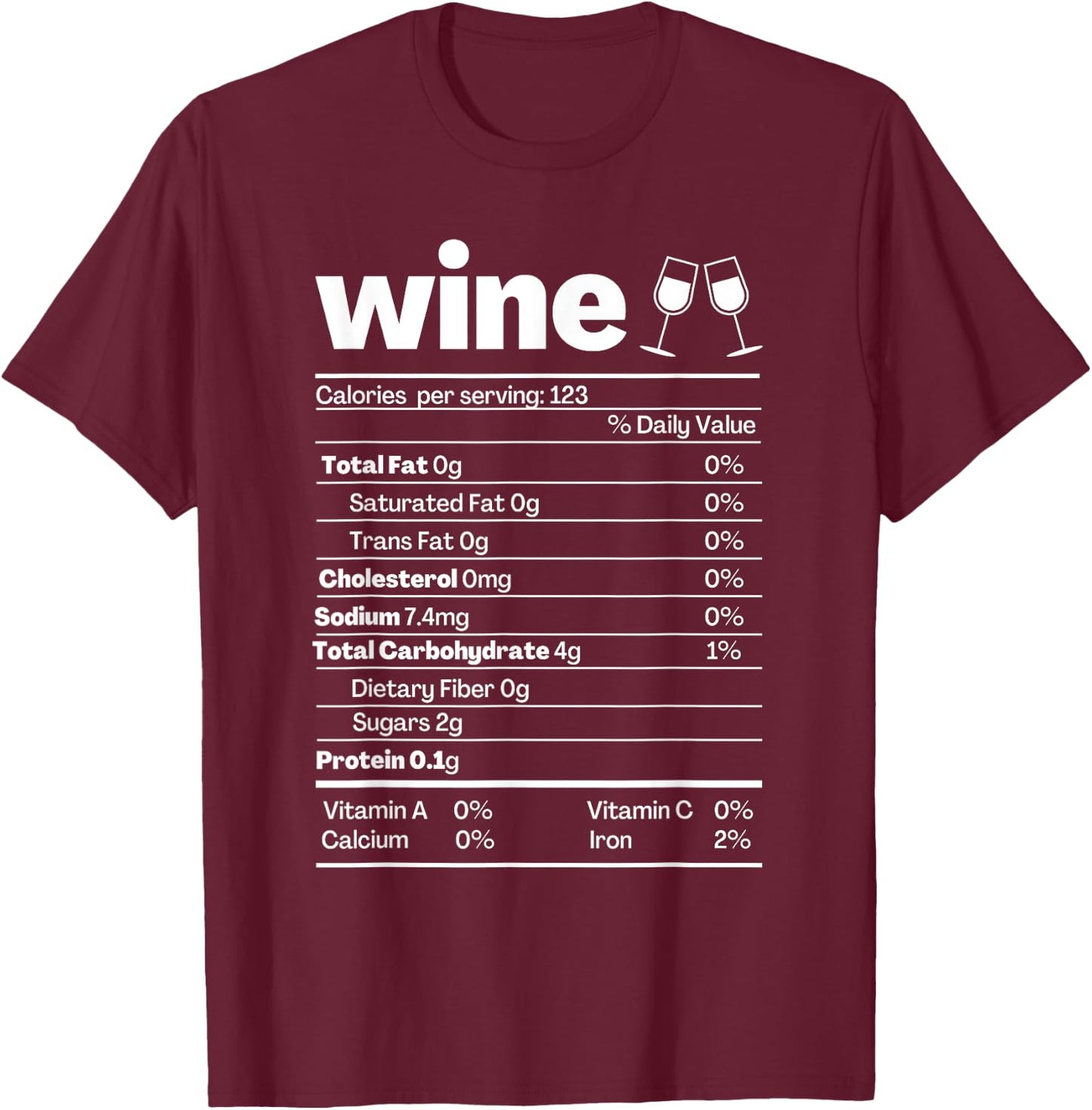 Wine Nutrition Facts Shirt Funny Red Wine Nutritional Label T-Shirt - T-Shirt | Maroon