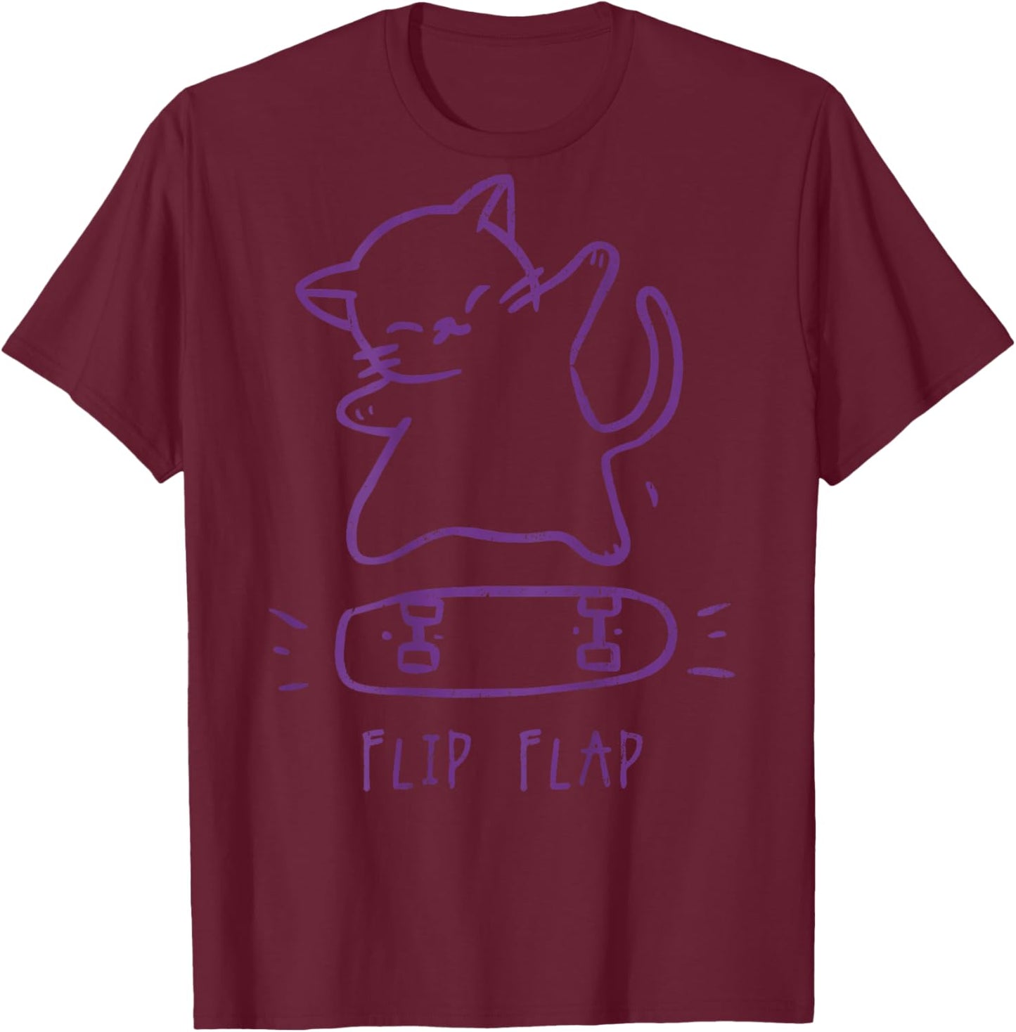 Hip Hop Cat Y2K Retro Vintage Edgy Back Print Streetwear Cat Women Kids T-Shirt - T-Shirt | Maroon