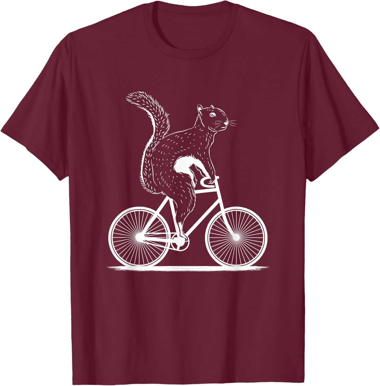 Funny Cycling Animal Lover Squirrel On A Bike Gift Men Women T-Shirt - T-Shirt | Maroon