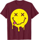 Melting Yellow Smile Funny Smiling Melted Dripping Face Cute T-Shirt - T-Shirt | Maroon