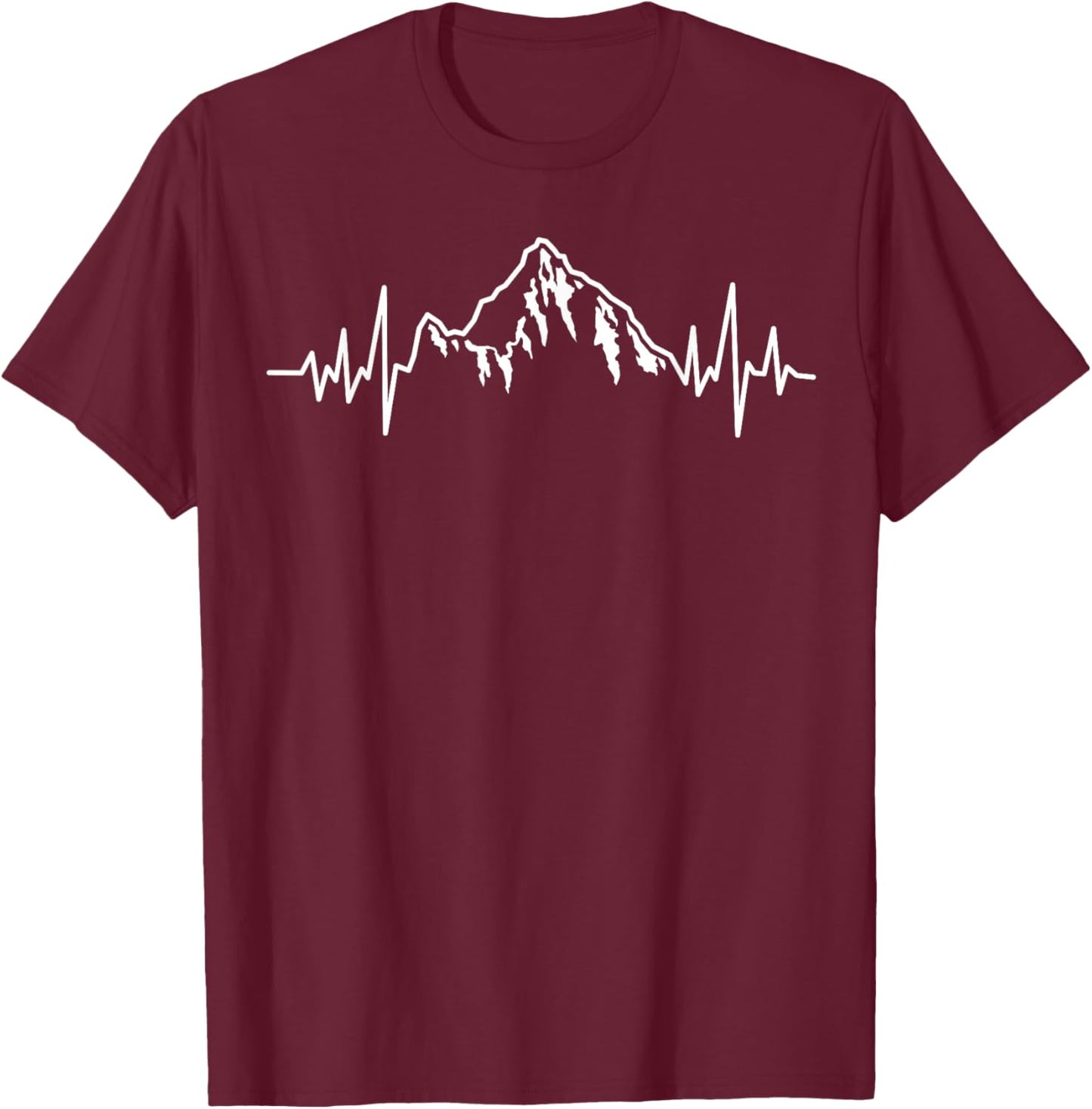 K2 Mountain Rock Heartbeat, Adventures Calling Hikers T-Shirt - T-Shirt | Maroon