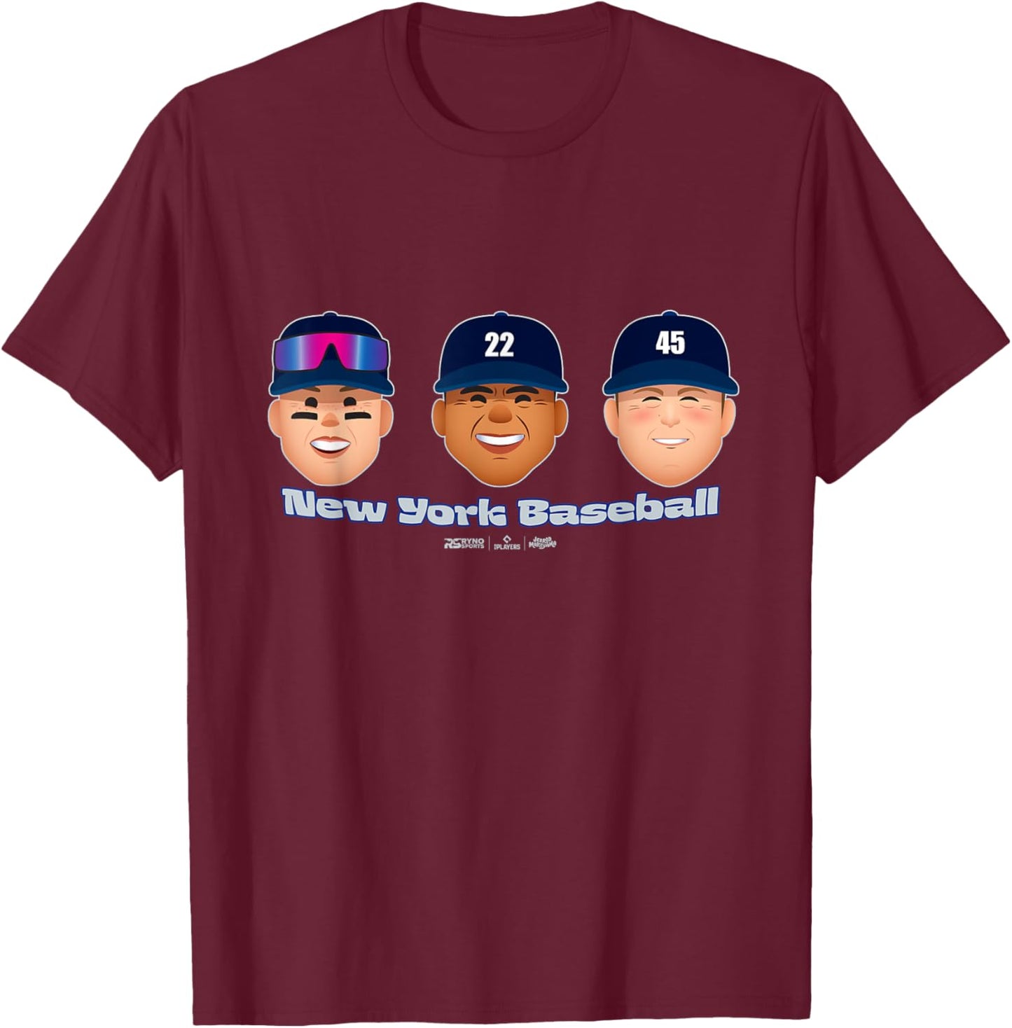 New York A Baseball Players Head Trio MLBPA T-Shirt - T-Shirt | Maroon
