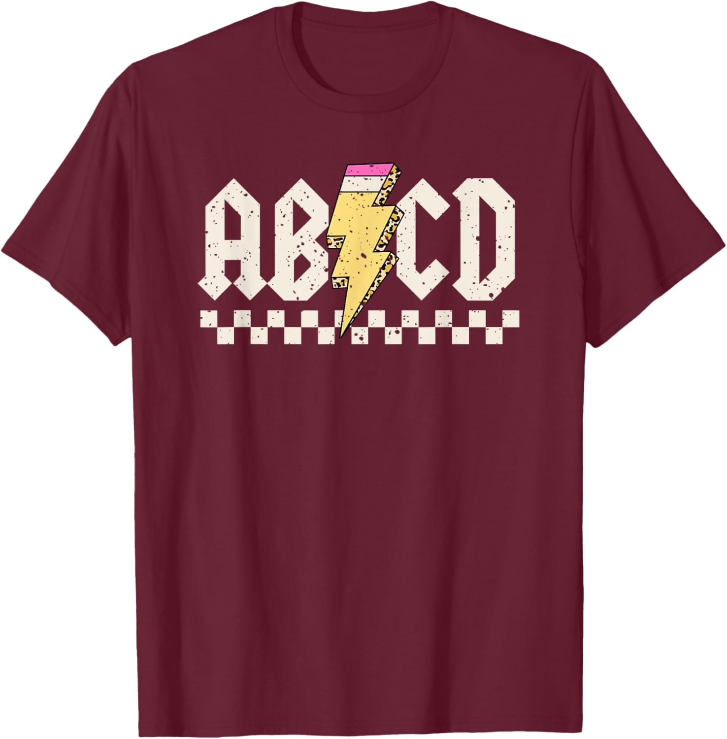 Boys Girls Teachers ABCD Rock Graphic Back to School Class T-Shirt - T-Shirt | Maroon