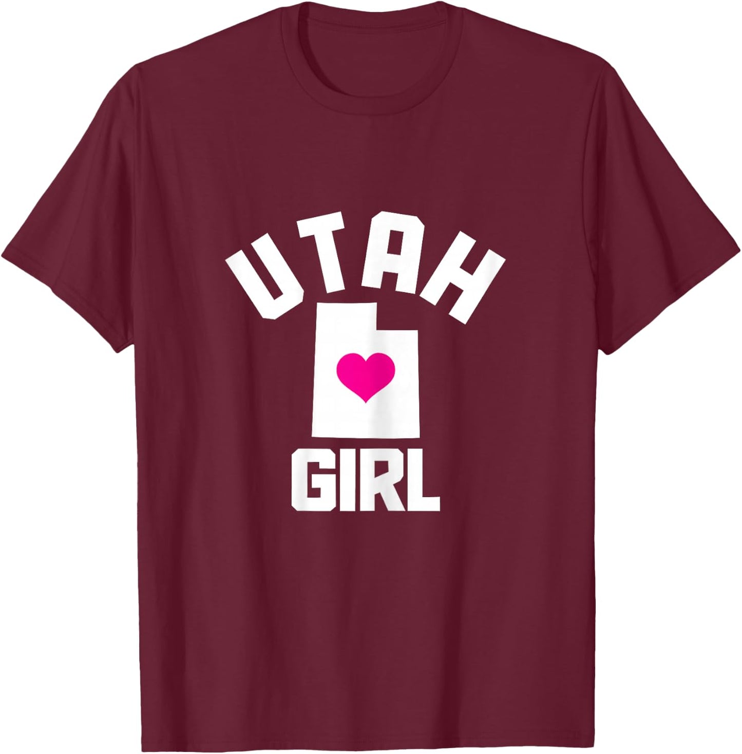Utah Heart State Map Girl T-Shirt - T-Shirt | Maroon