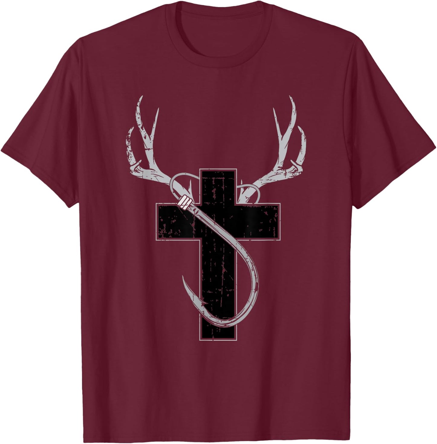 Funny Christian Hunting Fishing Lover Gift T-Shirt - T-Shirt | Maroon