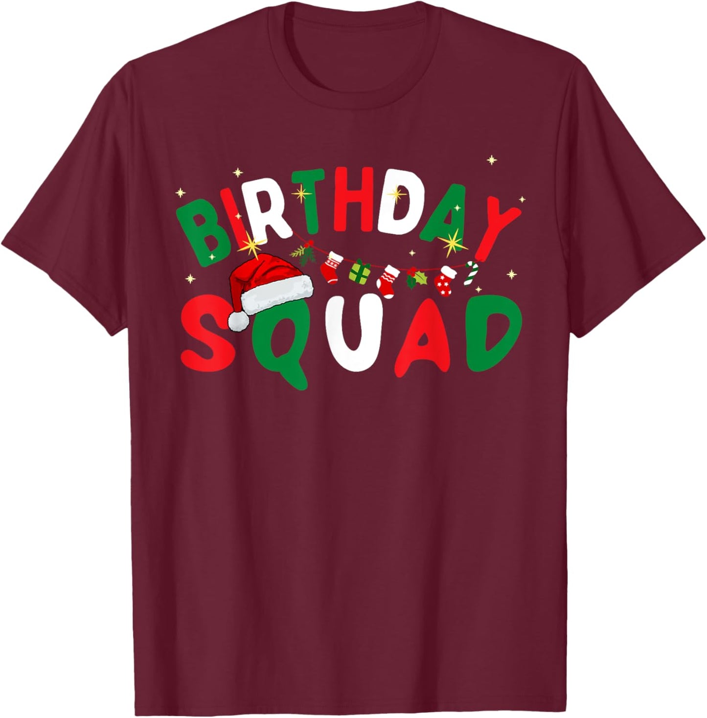 Birthday Squad Christmas Theme Family Matching Xmas Kids T-Shirt - T-Shirt | Maroon