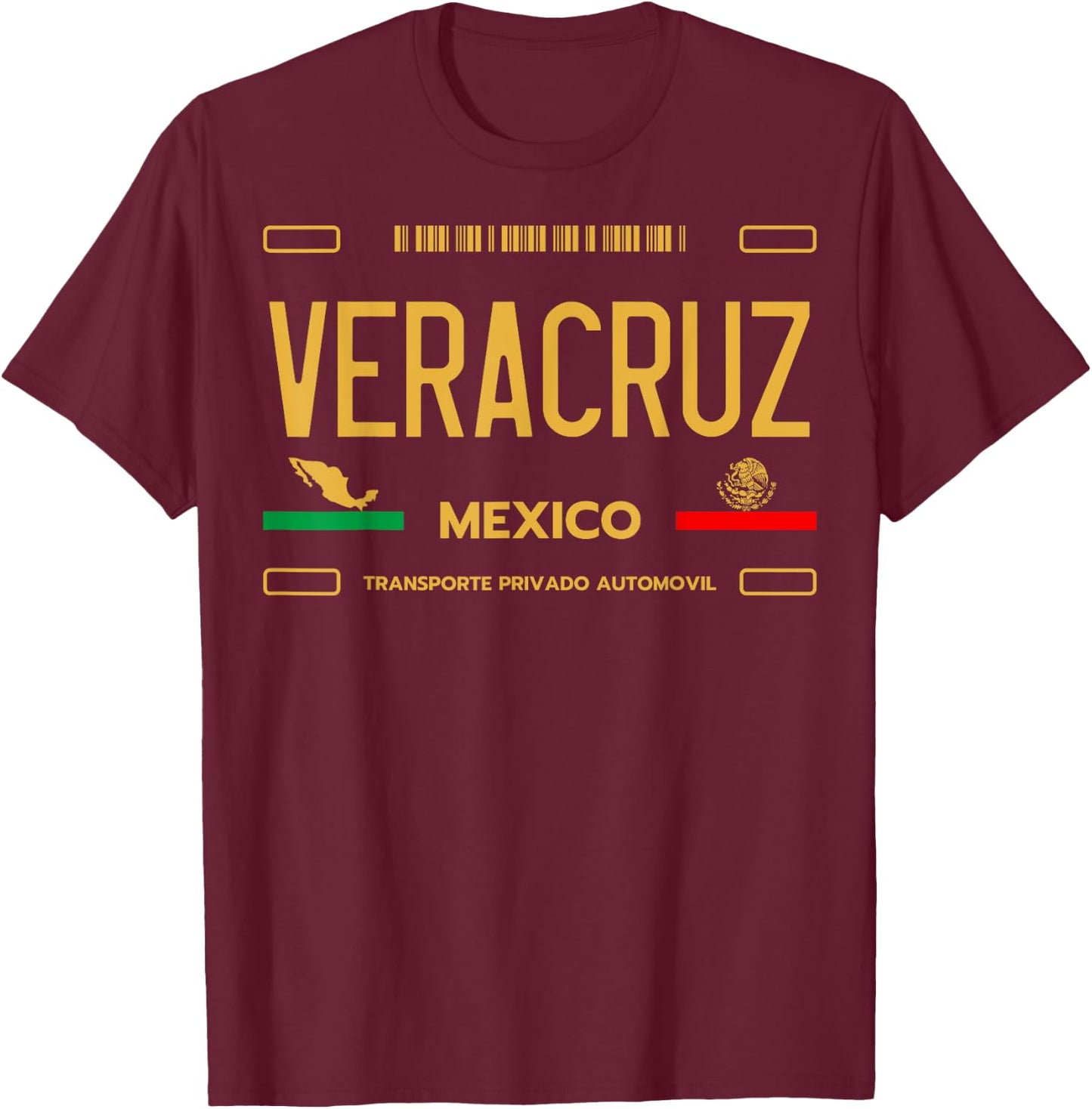 Veracruz Mexico License Plate Aesthetic Veracruz T-Shirt - T-Shirt | Maroon