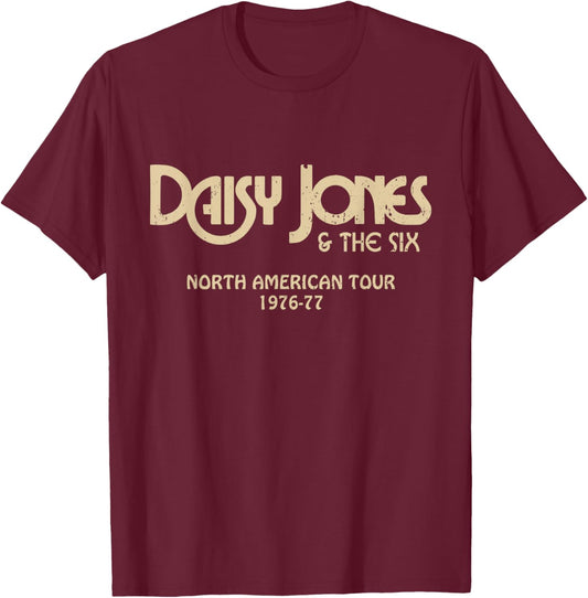 Daisy Jones & the Six - North American Tour 1976-77 Vintage T-Shirt - T-Shirt | Maroon