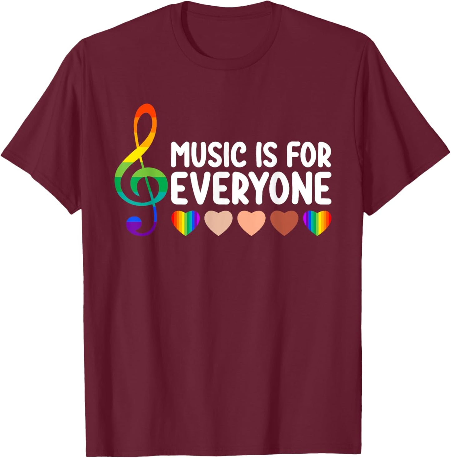 Music Is for Everyone Funny Love Music for Teacher Kid Women T-Shirt - T-Shirt | Maroon