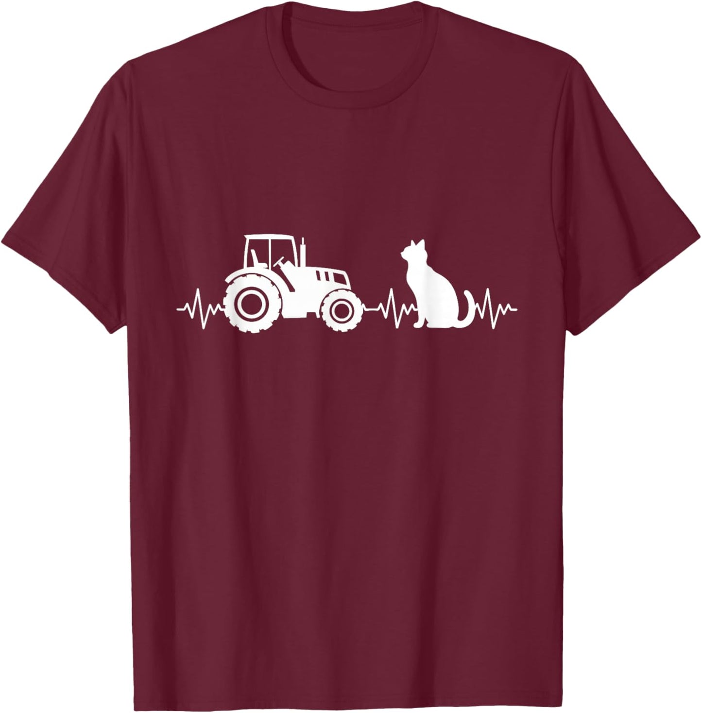 Cat Tractor Farming Funny Farmer Cat Lover Tractor T-Shirt - T-Shirt | Maroon