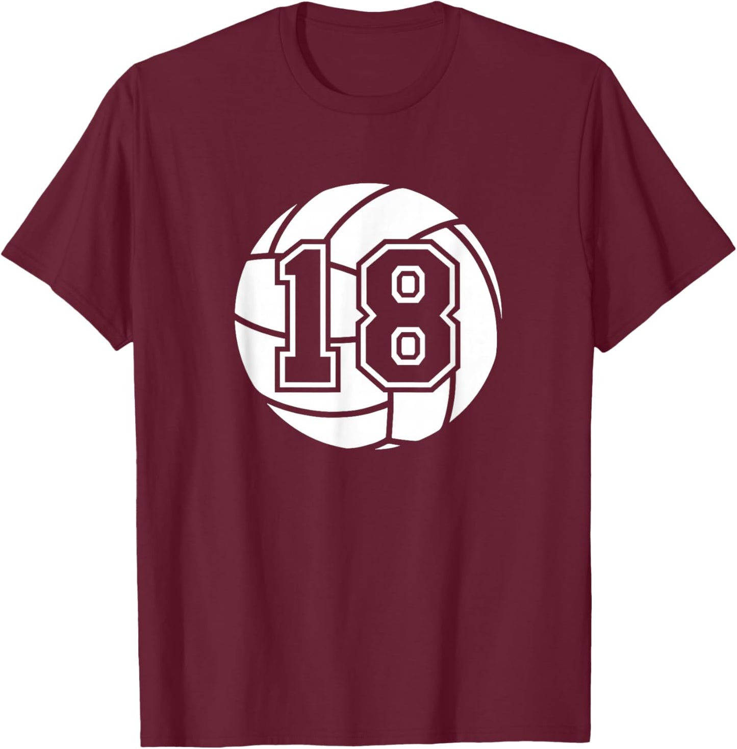 Volleyball Player #18 Volleyball Mom Dad Jersey Number 18 T-Shirt - T-Shirt | Maroon