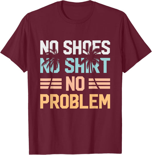 No Shoes Shirt No Problem Coconut Tree Country Music T-Shirt - T-Shirt | Maroon