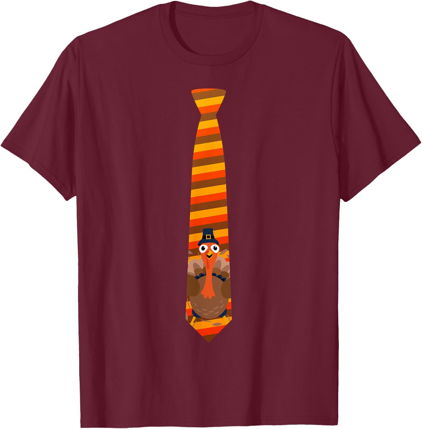 Thanksgiving Tie, Necktie Funny Family Dinner Turkey Graphic T-Shirt - T-Shirt | Maroon