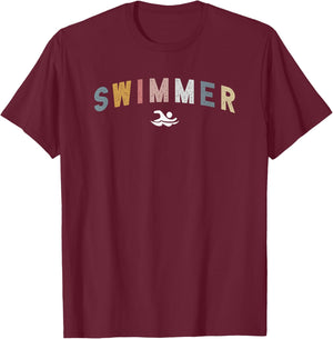 Vintage Inspired Retro Swim Swimmer Nostalgic Poolside T-Shirt - T-Shirt | Maroon