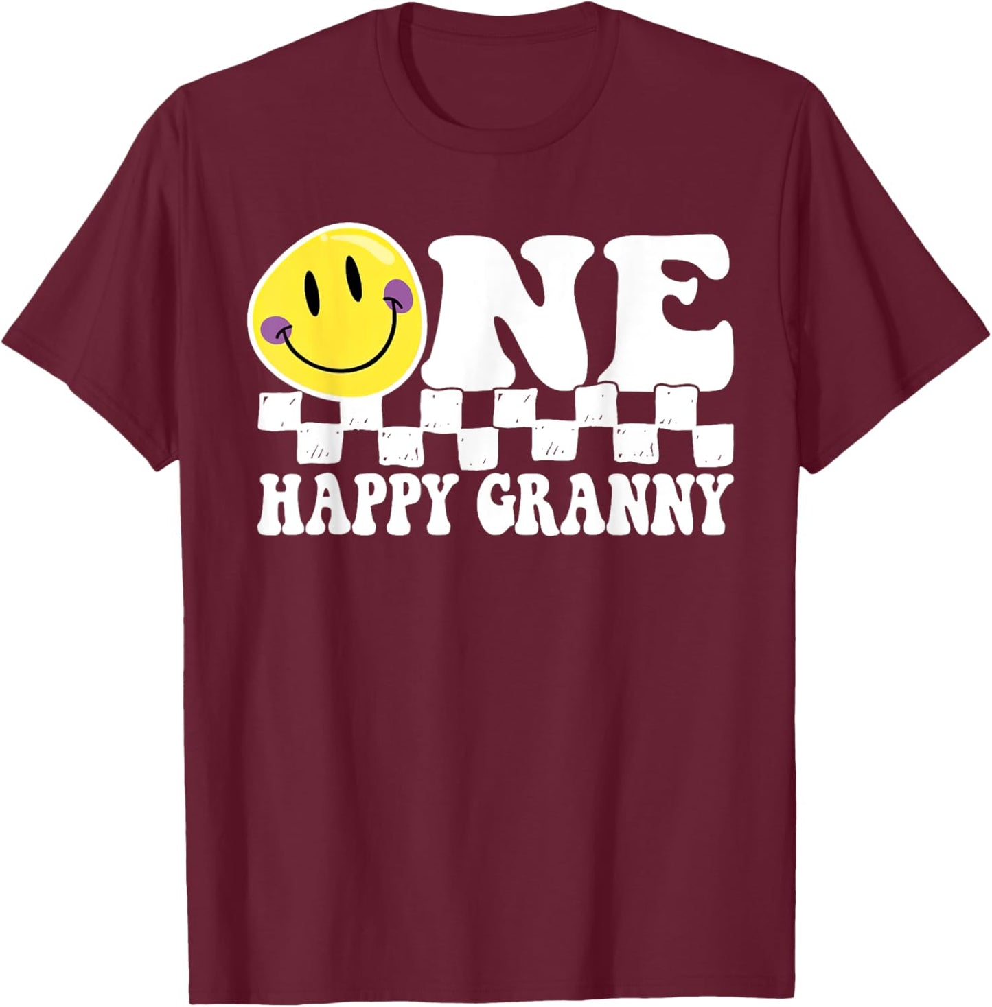 One Happy Dude Granny 1st Birthday Family Matching T-Shirt - T-Shirt | Maroon