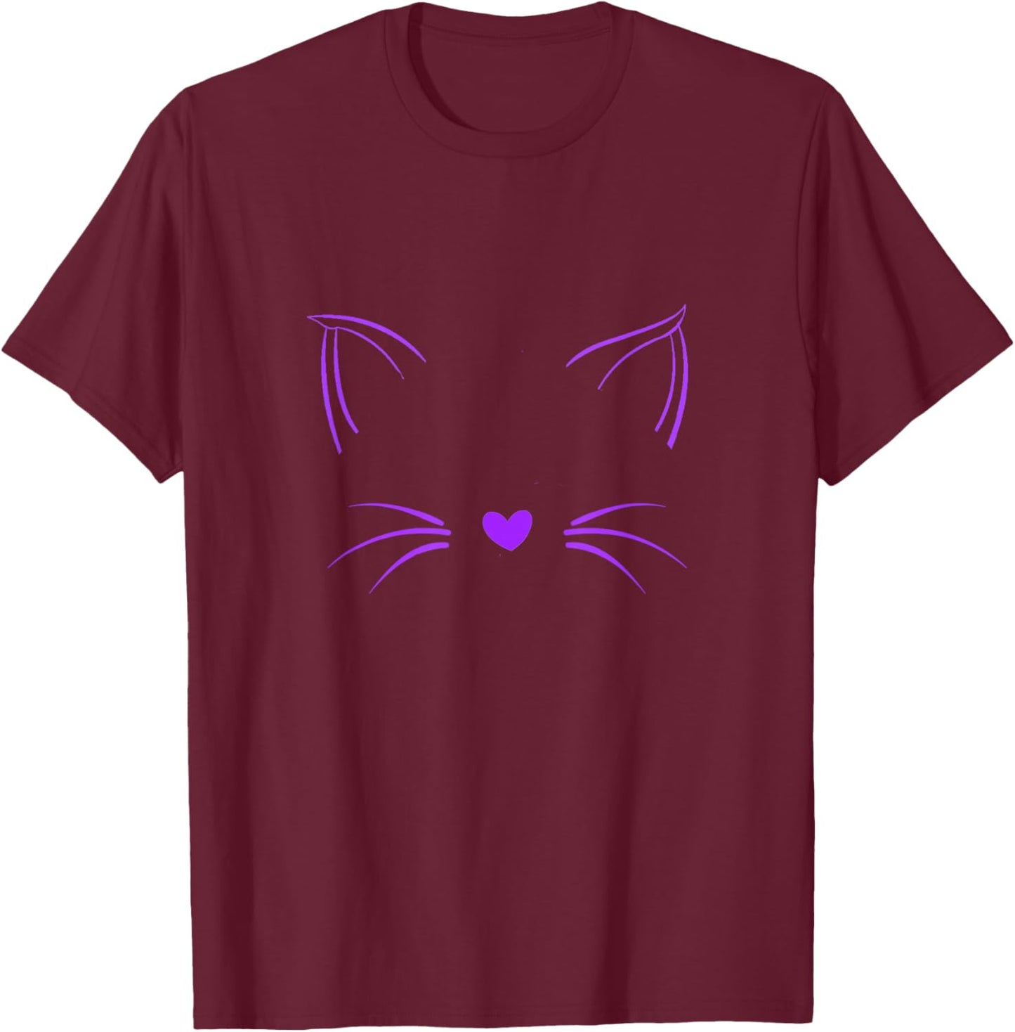 Purple Invisible Cat Face Purple Color Graphic T-Shirt - T-Shirt | Maroon