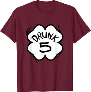 Drunk 5 St Pattys Day Bar Crawl Group Matching T-Shirt - T-Shirt | Maroon
