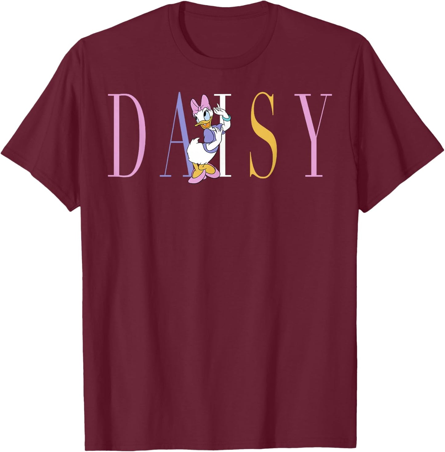 Disney Mickey and Friends Daisy Duck Simple Text T-Shirt - T-Shirt | Maroon