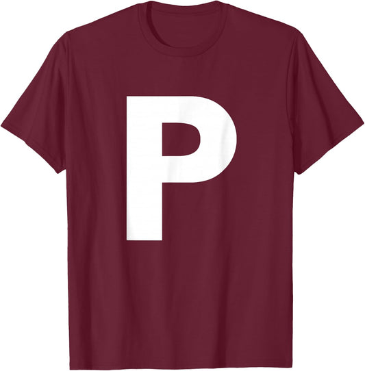 Alphabet Letter P (capital upper case) Shirt T-Shirt - T-Shirt | Maroon