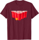Beer Pong Cups Illustration - Funny Drinking T-Shirt - T-Shirt | Maroon