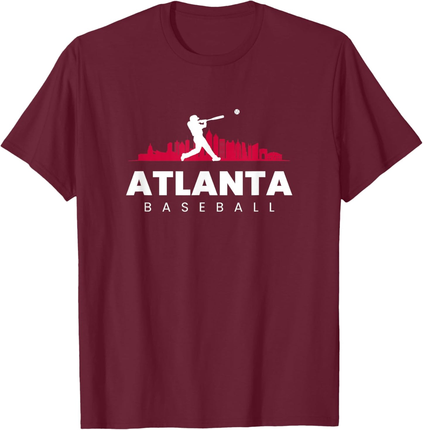 Atlanta Baseball Vintage Minimalist Retro Baseball Lover T-Shirt - T-Shirt | Maroon
