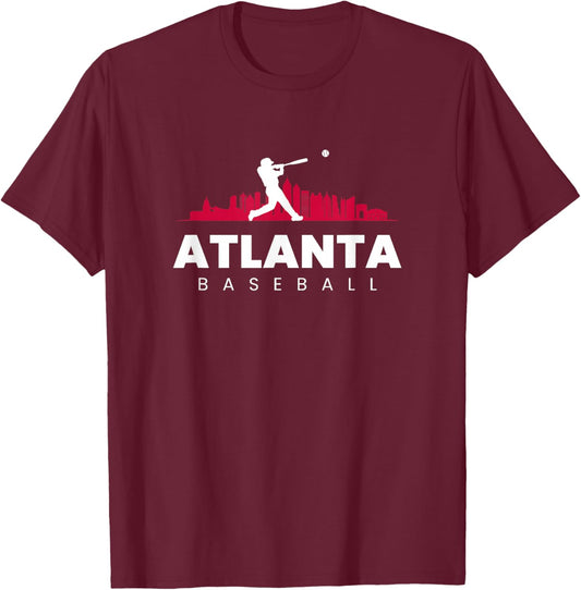 Atlanta Baseball Vintage Minimalist Retro Baseball Lover T-Shirt - T-Shirt | Maroon