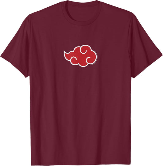 Naruto Shippuden Akatsuki Red Cloud Symbol Centered Anime T-Shirt - T-Shirt | Maroon