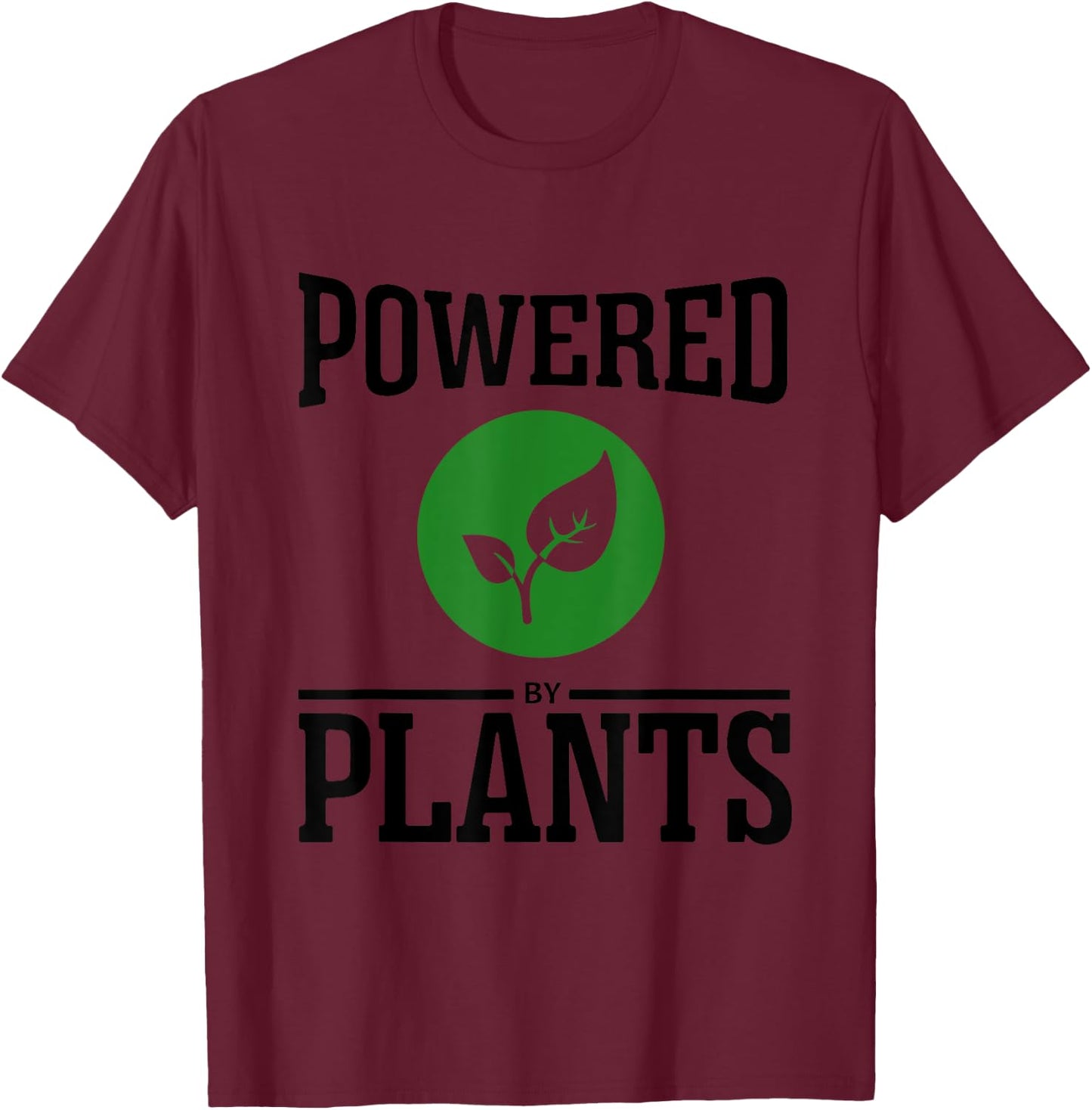 Powered By Plants Vegan Workout T-Shirt - T-Shirt | Maroon