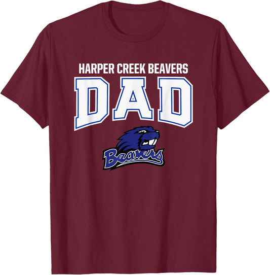 Harper Creek Beavers Logo Dad HS T-Shirt - T-Shirt | Maroon
