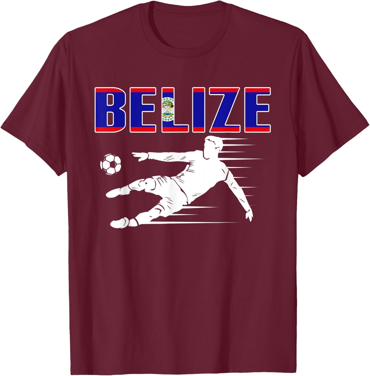 Belize Soccer Fans Jersey Proud Belizean Football Supporters T-Shirt - T-Shirt | Maroon