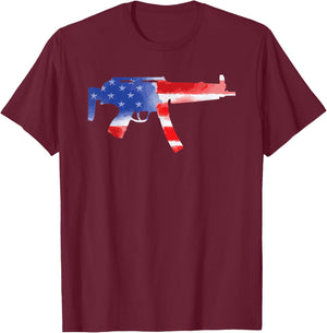MP5 Gun America USA Flag Pride T Shirt Gift United States T-Shirt - T-Shirt | Maroon